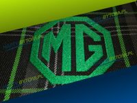 Logo MG na tapicerce samochodowej, materiałowej